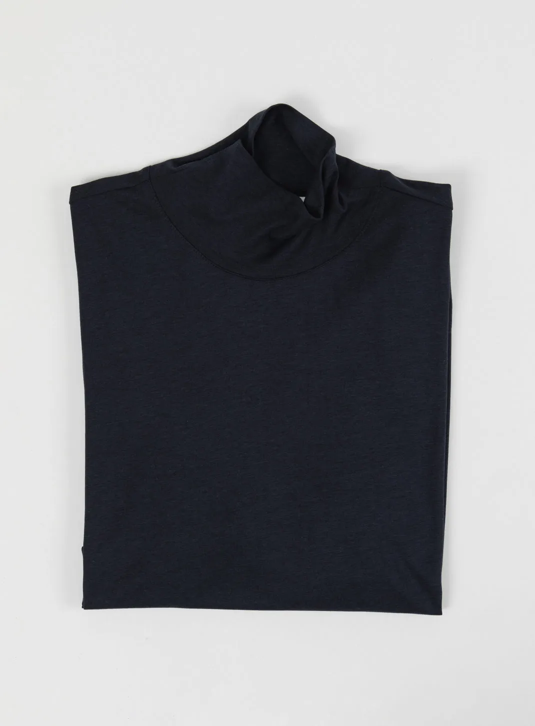 Funnel Neck Undershirt in Navy Blue Eucalyptus & Cotton