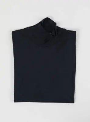 Funnel Neck Undershirt in Navy Blue Eucalyptus & Cotton