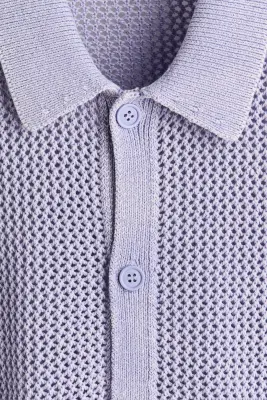 Chemise Relaxed fit en maille ajourée - Lilas — photo 4