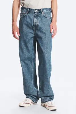 Jean droit et ample taille mi-haute Galaxy - 90s Blue – Bleu moyen — photo 1
