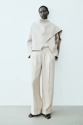Manteau fait main en laine mélangée - Grège clair — photo 1