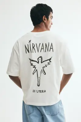 T-shirt imprimé Relaxed Fit en coton - Crème/Nirvana — photo 3