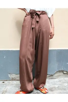 Pantalon sarouel satiné Noisette — photo 3