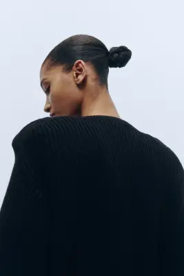 Gilet à épaulettes en laine - Noir — photo 3
