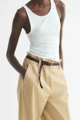 Pantalon barrel avec ceinture - Beige — photo 1