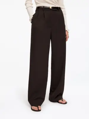 Pantalon tailleur en mélange de laine - Marron — photo 3