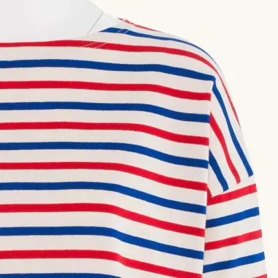 Marinière femme Écru / Indigo / Rouge Oversized — photo 2