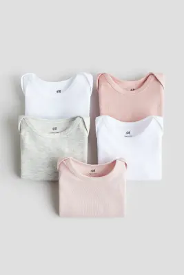 Lot de 5 bodies - Rose clair/blanc — photo 3