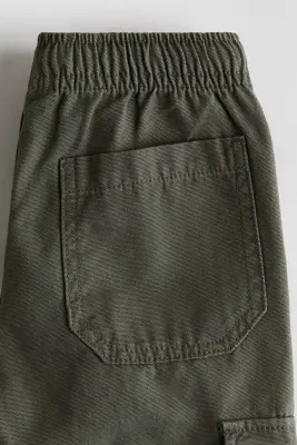 Pantalon jogger cargo en coton - Vert kaki foncé — photo 3
