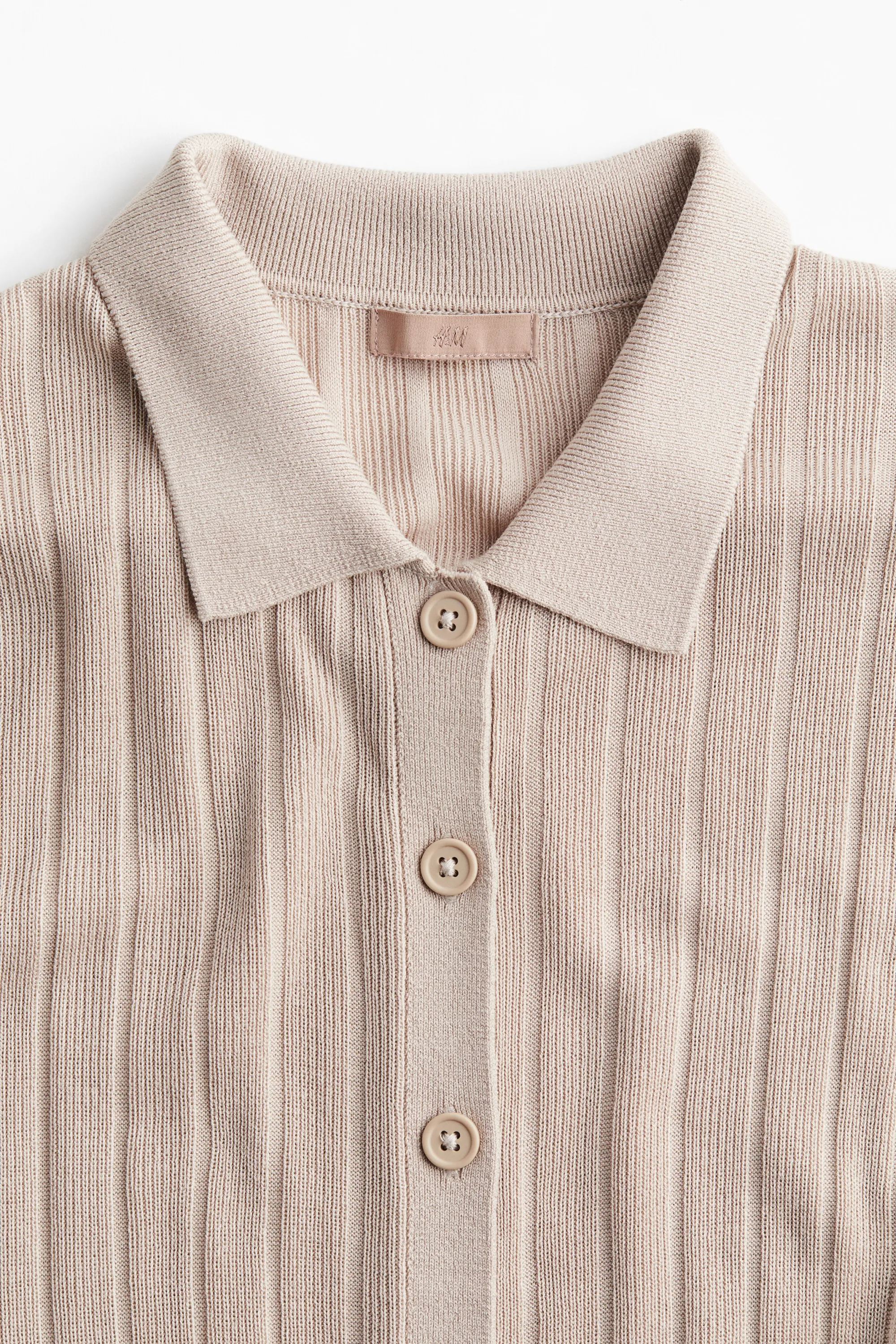 Top à boutons en maille côtelée - Beige clair