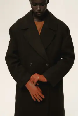 Manteau à fermeture croisée - Marron foncé — photo 1