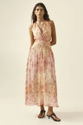 Robe dos nu - Rose clair/motif cachemire — photo 2
