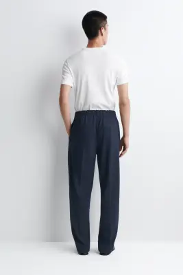 PANTALON DROIT DÉCONTRACTÉ EN JERSEY - BLEU MARINE CHINÉ — photo 4