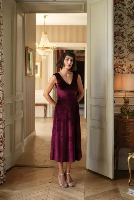 Emmelyn Velvet Dress - Bordeaux — photo 2