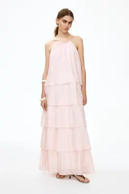 Robe à étages avec bretelles fines - Rose ancien clair — photo 3