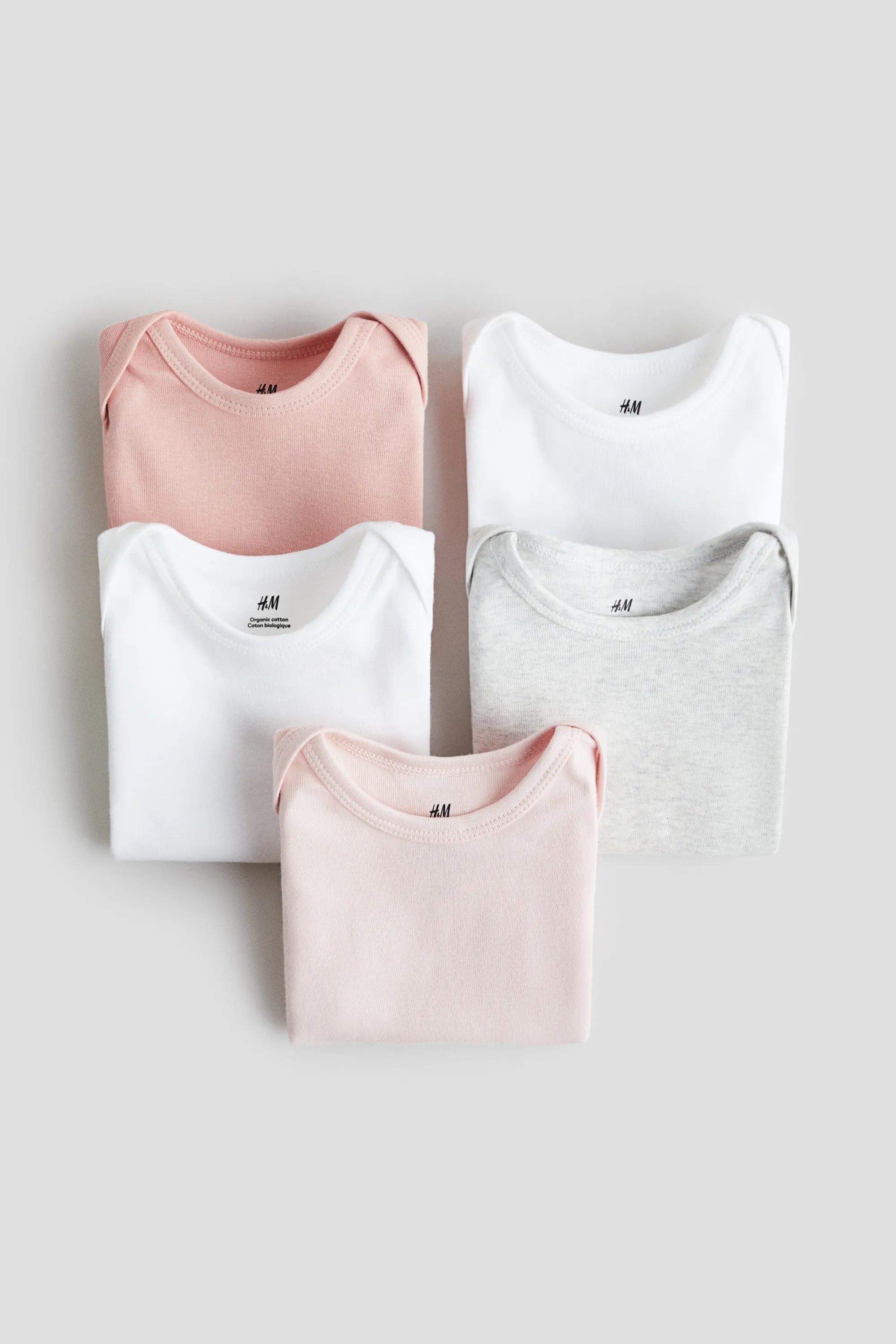 Lot de 5 bodies en coton - Light pink/Light grey marl