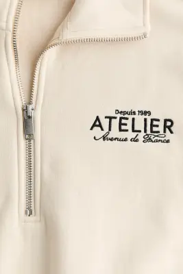 Sweat à col zippé - Beige clair/Atelier — photo 5