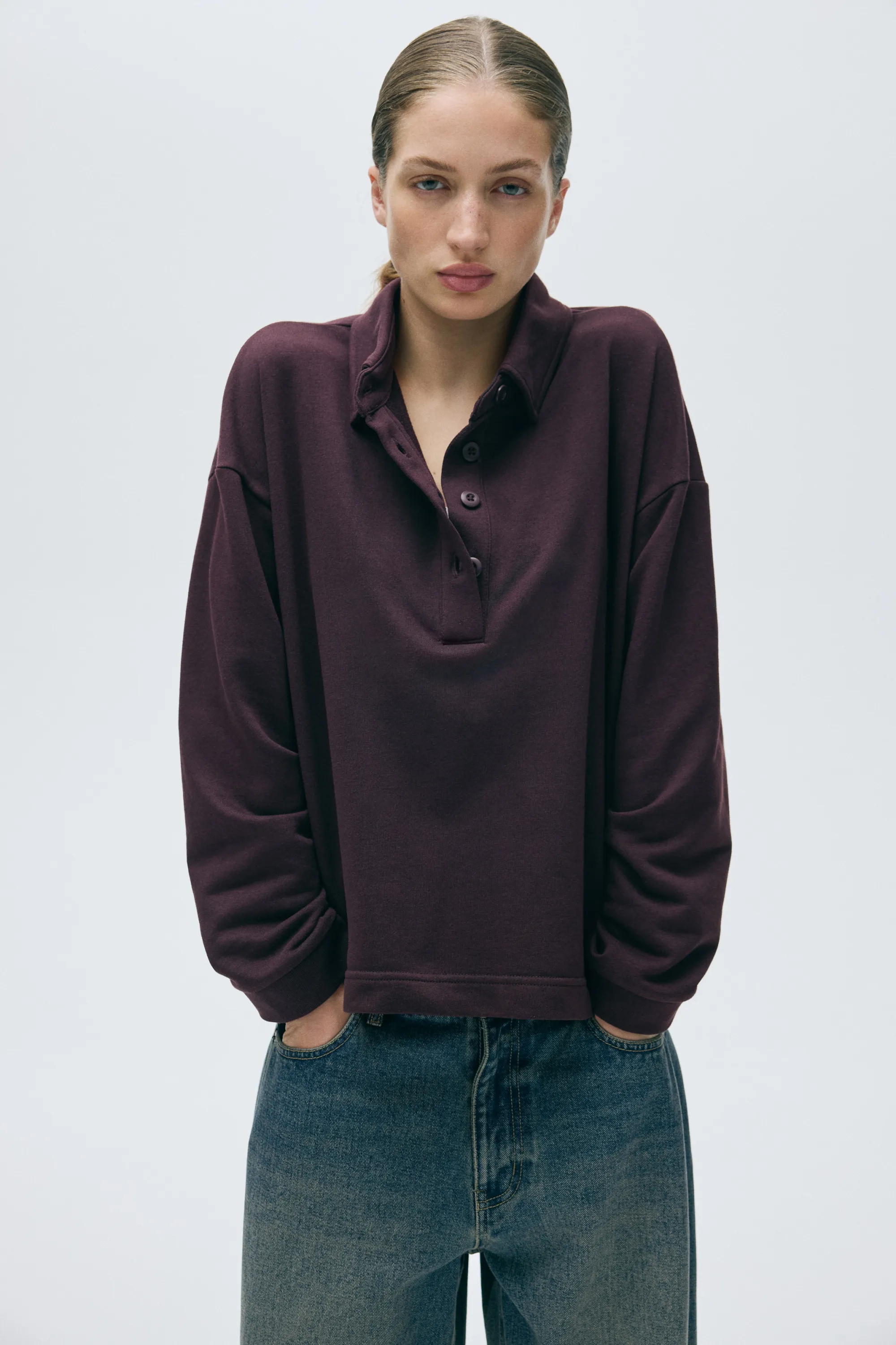 Sweat avec col - Bordeaux