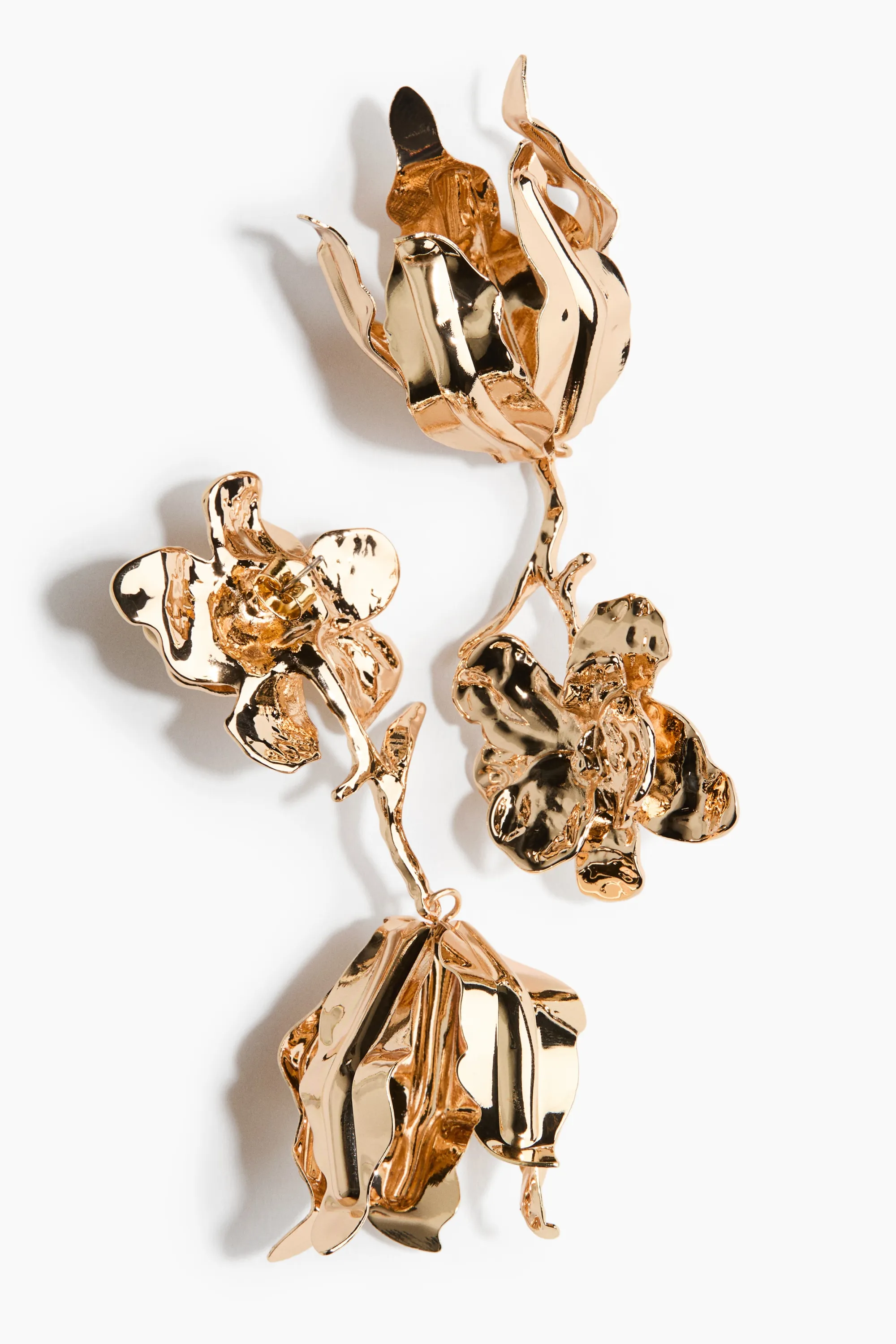 Boucles d’oreilles fleurs avec pendentif - Doré
