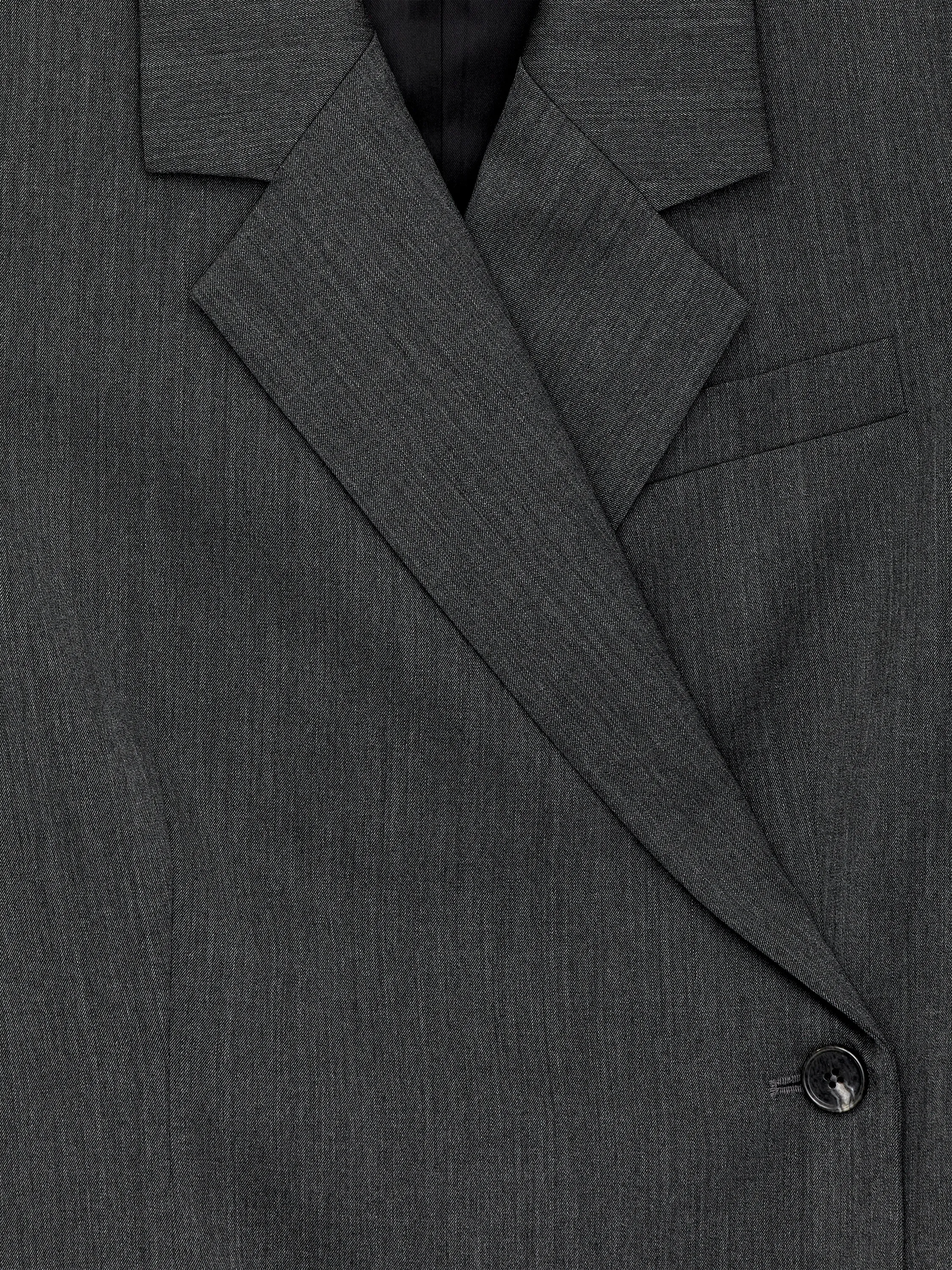 Blazer à boutonnage croisé en laine mélangée - Gris chiné