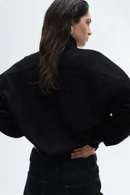 Pull en laine mélangée avec col cheminée - Noir — photo 3