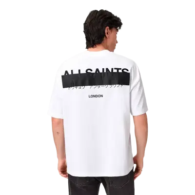 ALLSAINTS Redact Oversized Embroidered Logo T-Shirt Ashen White — photo 2