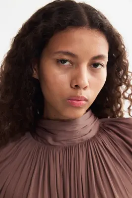 Blouse à manches ballon - Taupe foncé — photo 1