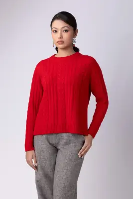 Pull en laine - coquelicot