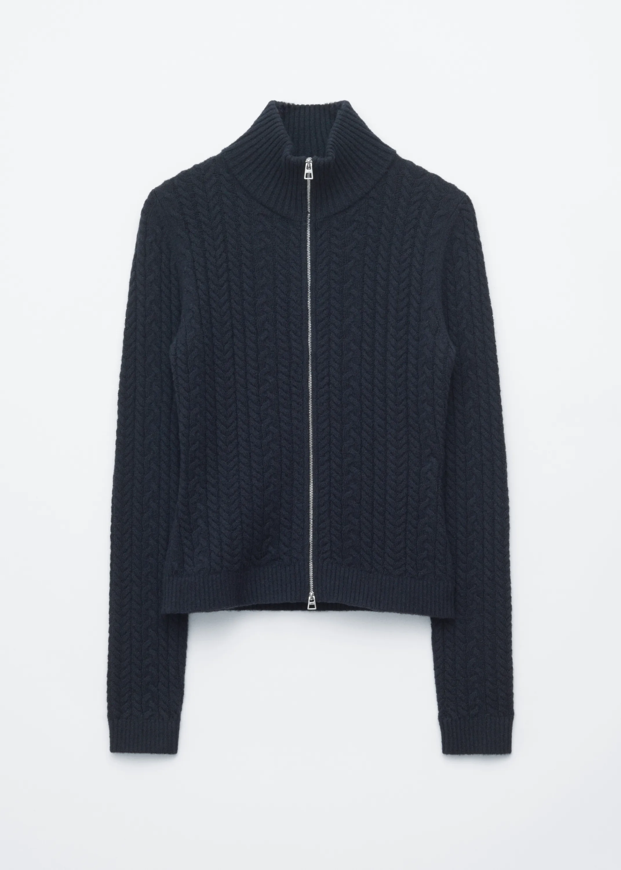 Cardigan en laine et en coton à mailles torsadées - Bleu foncé