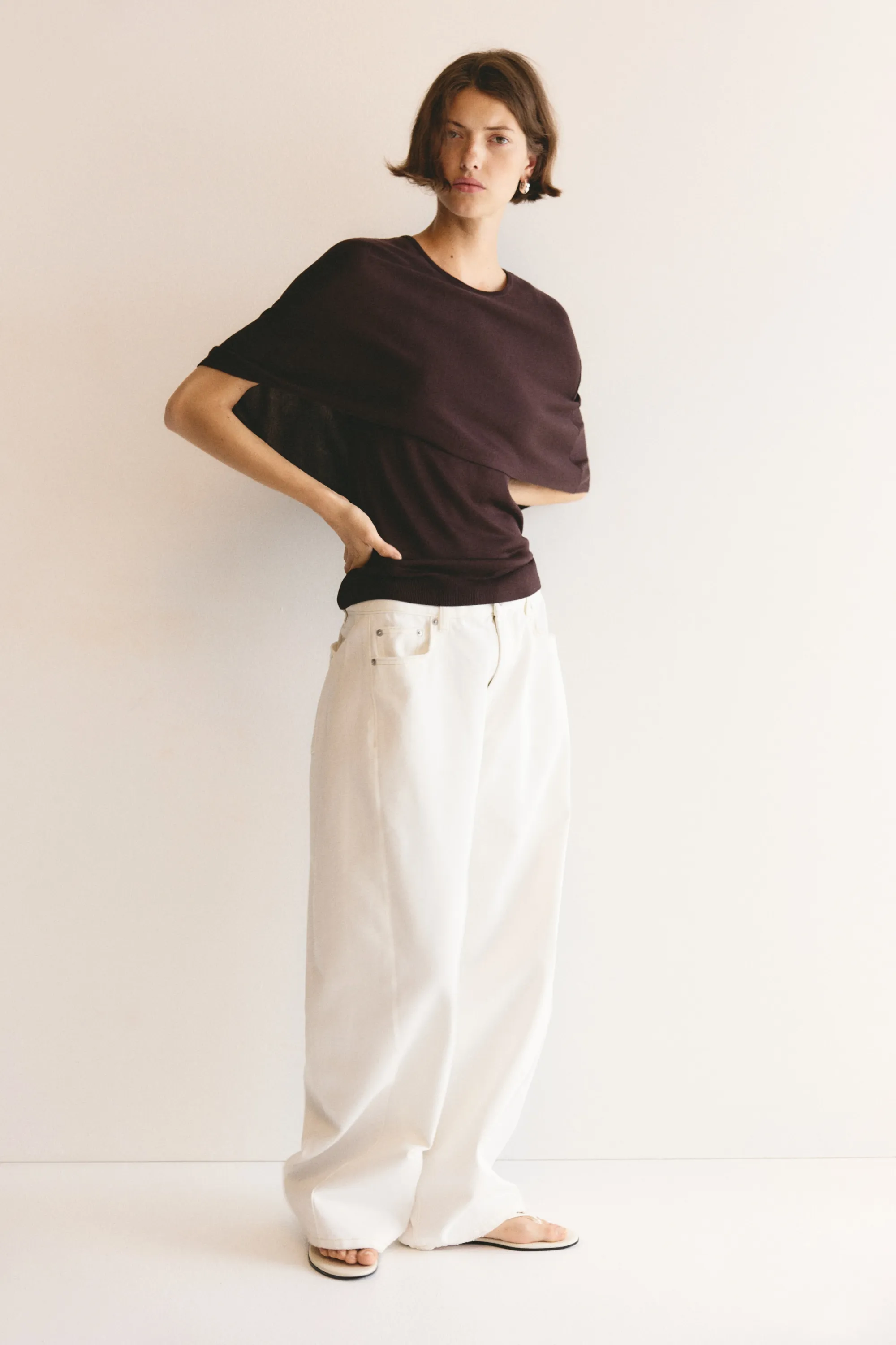 Top cape en maille fine - Bordeaux