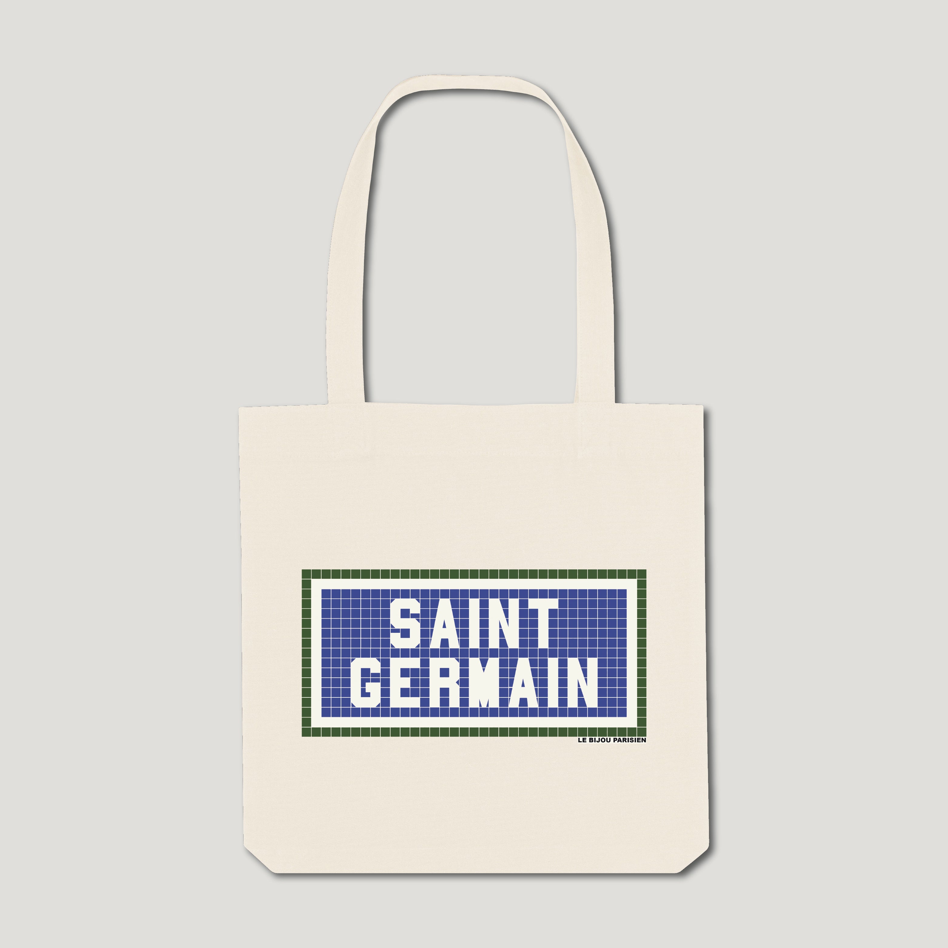 TOTE BAG COTON BIO IMPRIMÉ - SAINT GERMAIN - ÉCRU