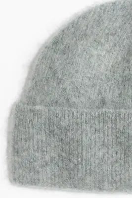 Bonnet en maille de laine côtelée - Gris chiné — photo 2