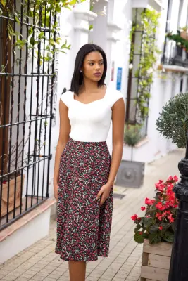 Mara Wrap Skirt - Black floral — photo 1