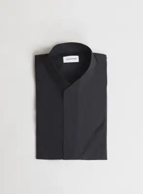 Origami Collar Shirt in Black Poplin — photo 2