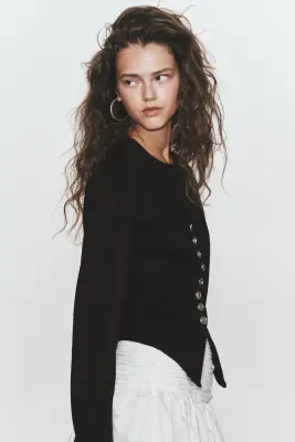 Gilet ajusté à manches longues - Noir — photo 4