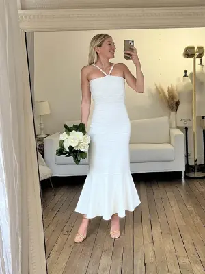 Robe midi stretch près du corps bretelles scalloped Prix boutique 690€ Taille XXS — photo 2