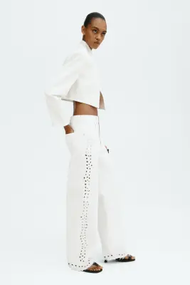 Jean avec broderie anglaise - Blanc — photo 5