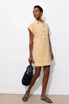 Robe courte en toile Femme — photo 2