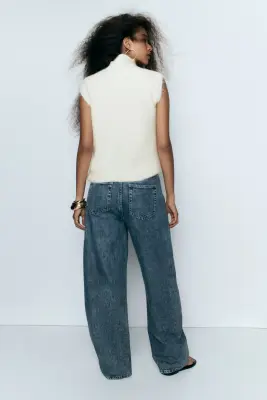 Pull sans manches avec col cheminée - Blanc — photo 3