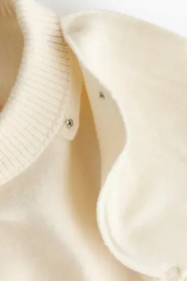 Pull en laine mélangée avec épaulettes - Beige clair — photo 5