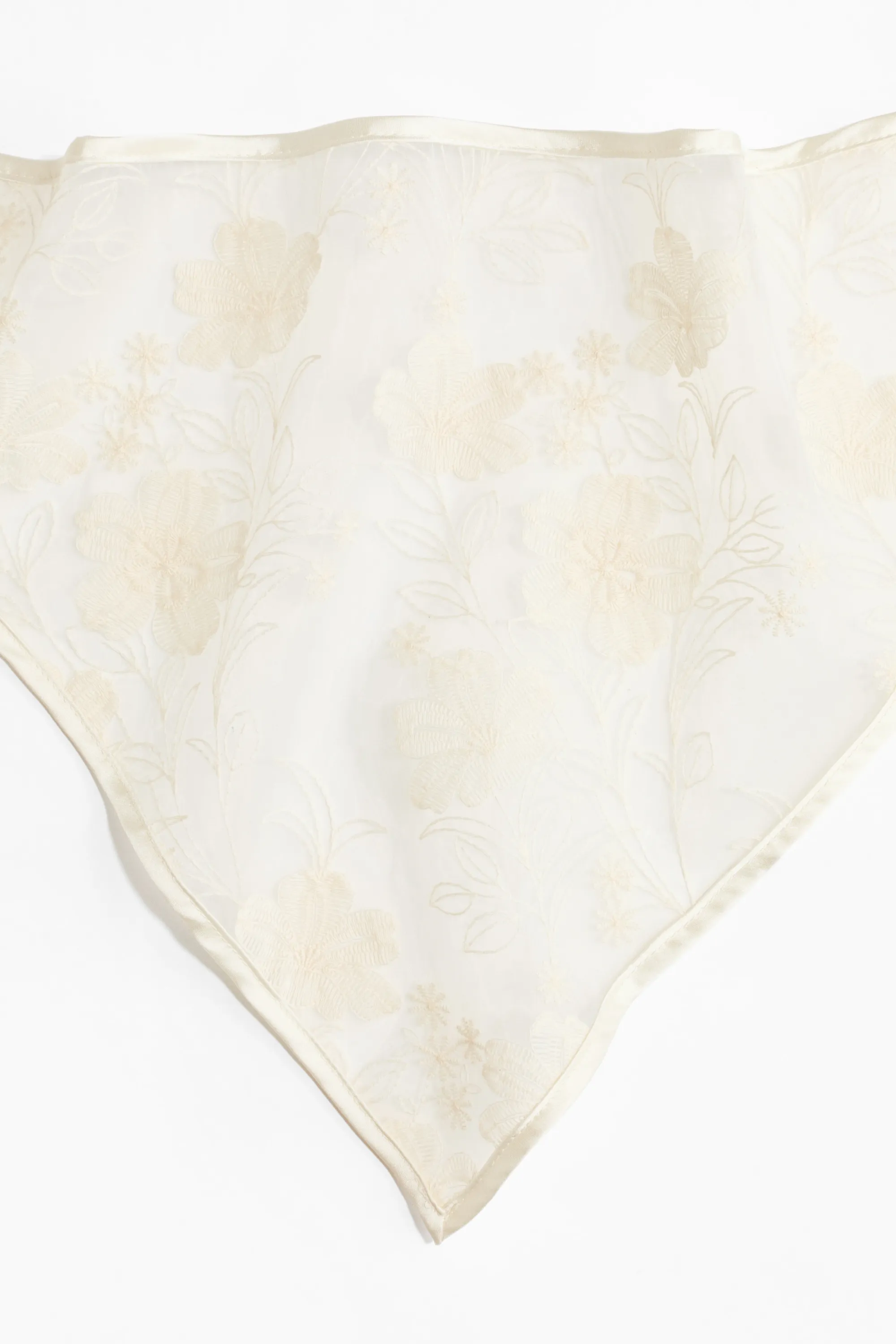 Foulard de tête brodé - Crème