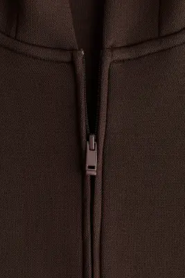 Veste oversize en scuba avec capuche et zip - Marron foncé — photo 4