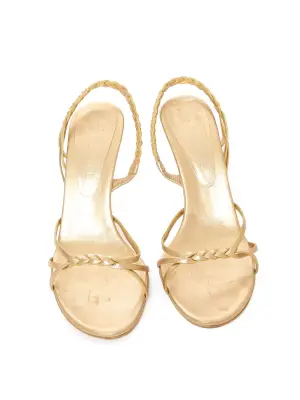 Sandales à talon stiletto en cuir doré bride tressée Prix boutique 650€ Taille 41 — photo 3