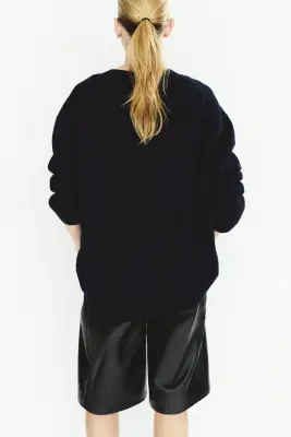 Gilet oversize en laine - Bleu marine — photo 3
