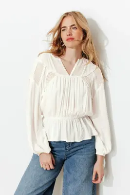 Blouse rétro unie Femme — photo 2