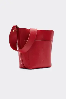 Sac Sasha grainé rouge intérieur chocolat — photo 3