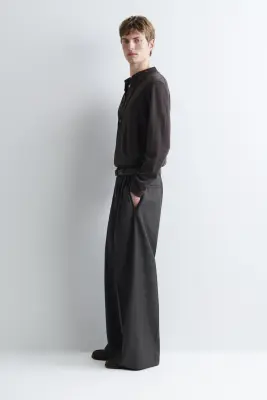 CHEMISE EN MAILLE DE LAINE MÉRINOS - BRUN FONCÉ CHINÉ — photo 2
