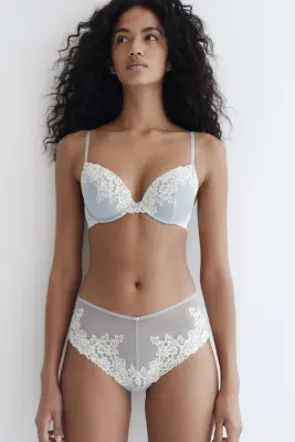 Lot de 2 culottes Hipster en dentelle - Bleu clair/crème — photo 2