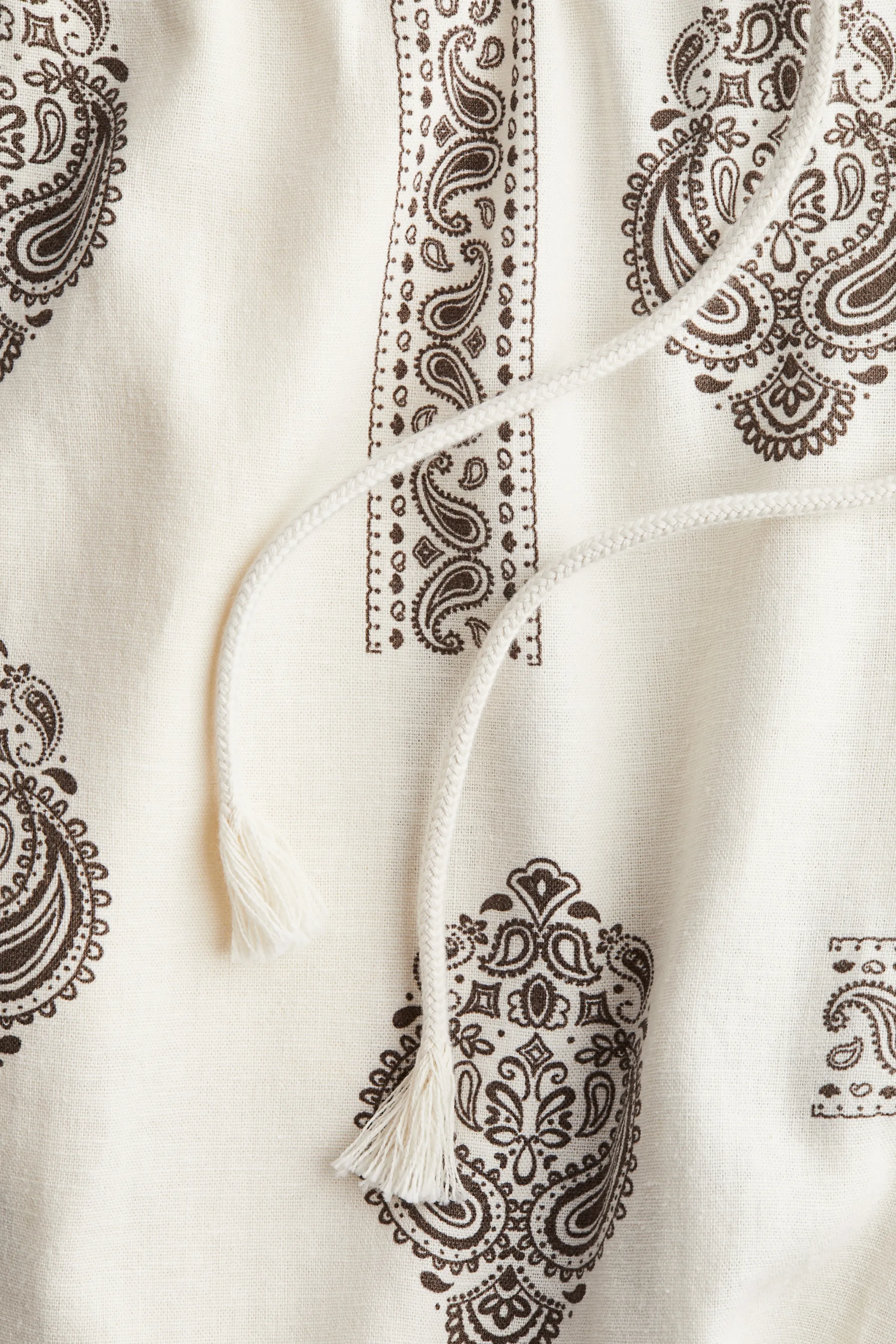 Pantalon en lin mélangé avec cordon de serrage - Beige clair/motif cachemire
