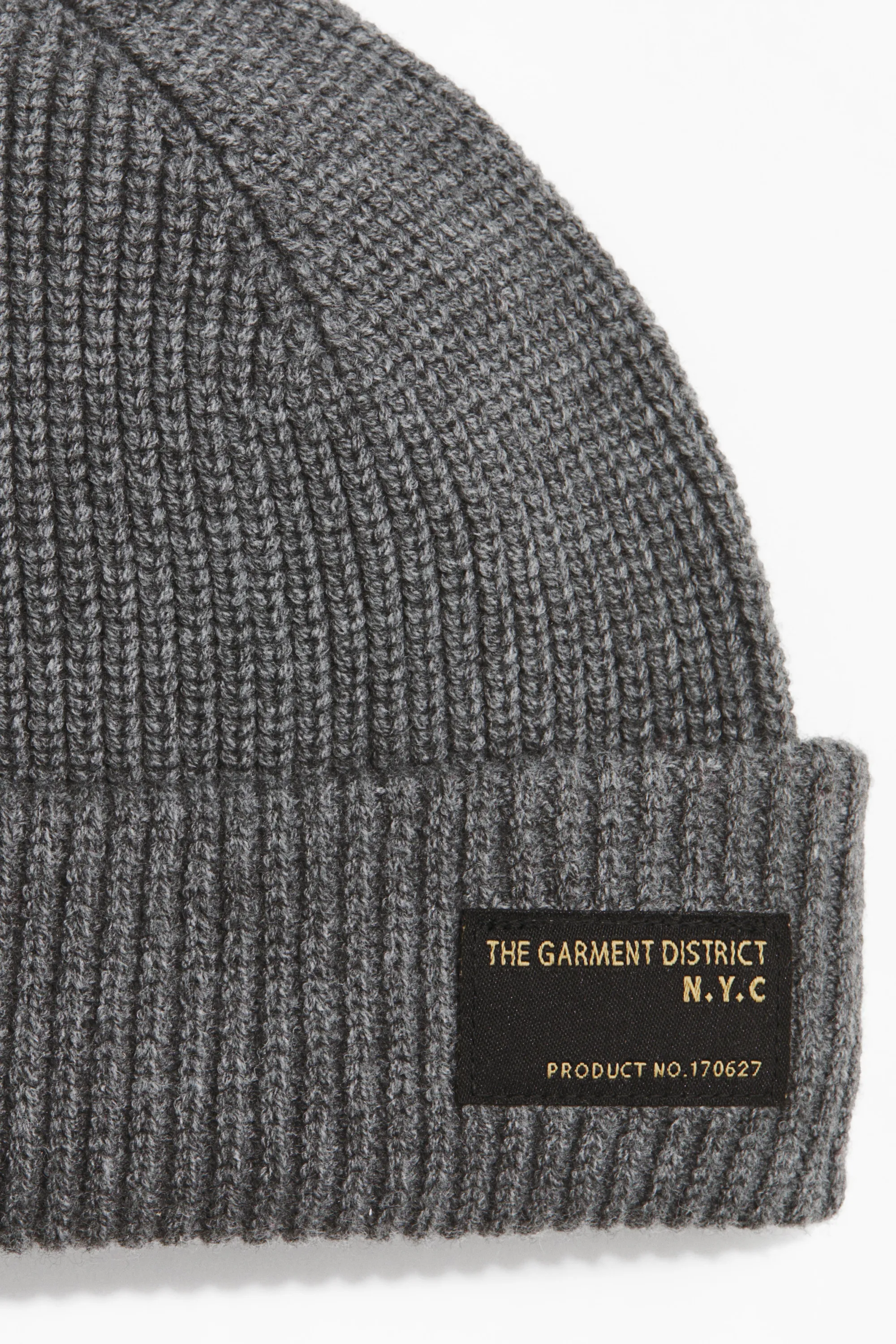 Bonnet en maille côtelée - Gris chiné